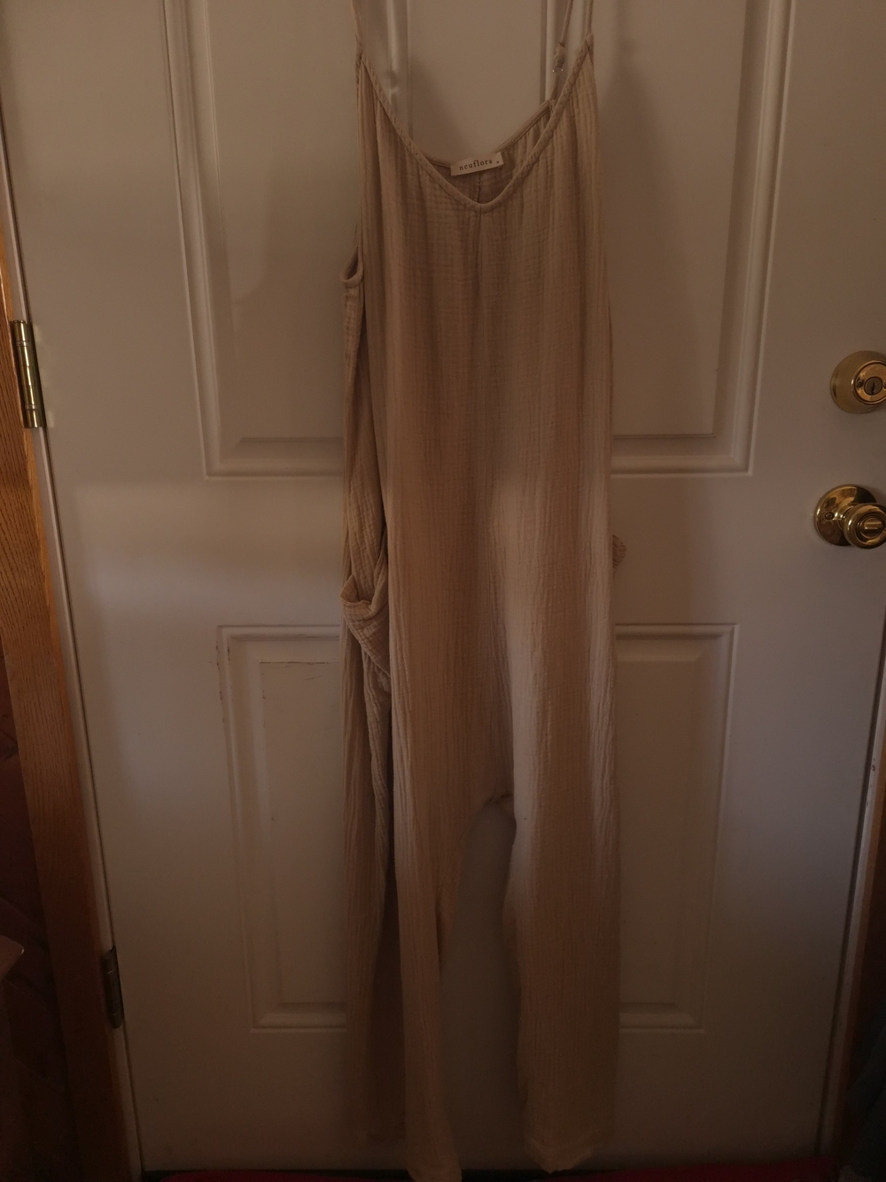 Neuflora Beige Wide-Leg Jumpsuit with Spaghetti Straps